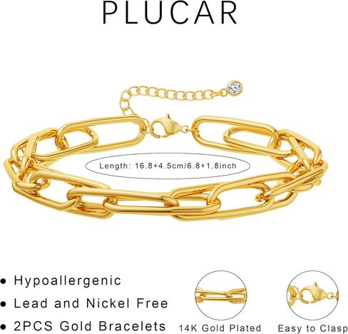 Gold Bracelets for Women, 14K Gold Plated/Silver Womens Bracelets Dainty Layered Gold Cuban Link Chain Bracelets for Women Trendy Chunky Stackable Gold Bracelet Set Jewelry Gift in Saudi Arabia