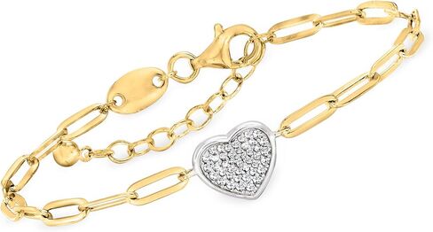 Ross-Simons Charles Garnier.28 ct. t.w. CZ Heart Paper Clip Link Bracelet in 18kt Gold Over Sterling. 7 inches in Saudi Arabia