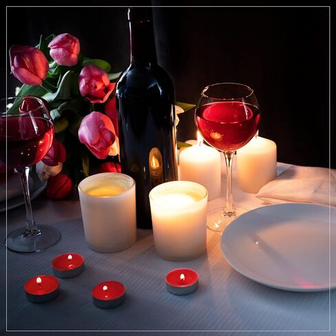 200 Pcs Tea Lights Candles Smokeless Tealight Candles Mini Tealight Candles Dripless Candles Bulk for Dinner Party Home Decoration Wedding Centerpiece Birthday Valentine's Day (Red) in Saudi Arabia