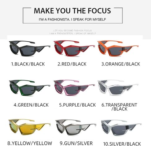 ADE WU Futuristic Sunglasses For Men Women Fashion Cat Eye Sun Glasses Y2K Style in Saudi Arabia