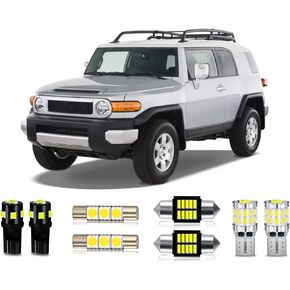 White LED Bulbs Package Kit Compatible with 2007 2008 2009 2010 2011 2012 2013 2014 Toyota FJ Cruiser Interior Map Dome Light + License Plate Light and Install Tool, 8 Piece