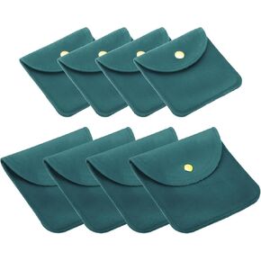PATIKIL 8x8cm/10x10cm Jewelry Pouches with Snap Button, Total 8 Pack Velvet Jewelry Pouches Portable Soft Storage for Necklace Bracelet Earring Watch Rings Brooch, Beige