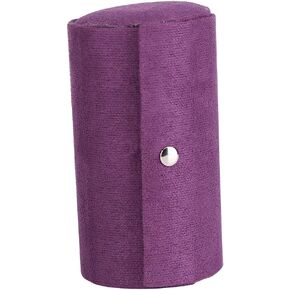 Fdit Retro Cylinder Shaped Jewelry Box Velvet Three-Layer Roll-up Snap Jewelry Storage Organizer Earrings Holder for Girls Women ()
