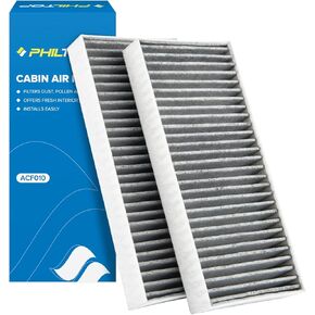 PHILTOP Cabin Air Filter, Replacement for CP388, CF10388, Armada(2005-2015), Titan(2004-2015), NV2500(2012-2014), NV3500(2012-2014), QX56(2004-2010), ACF010, Includes Activated Carbon, Pack of 2