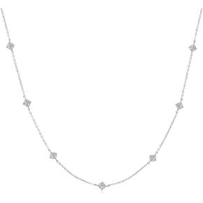 Moissanite Necklace for Women, 925 Sterling Silver Station Choker Necklaces D Color VVS1 Clarity Lab Created Imitation-diamond Dainty Simple Jewelry with Certificate of Authenticity