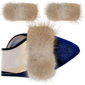 2 Pcs Detachable Mink Fur Shoe Clips Rectangle Fluffy Pom Pom Shoe Decoration Ladies Shoes Embellishment for DIY Accessories