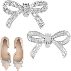 1 Pair Women Removable Rhinestone Shoe Clips, Elegant Crystal Bow Detachable Shoe Buckles Vinage Sparkling Heels Shoe Charms Accessories Bridal Clutch Wedding Party Decoration