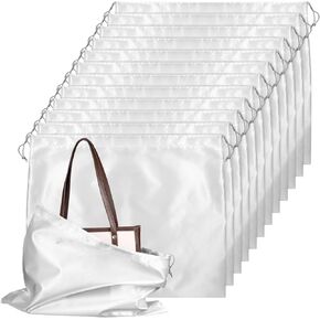 12 Packs Dust Bags for Handbags Silk Dust Cover Bags for Purses Shoes Boots, White Dustproof Bag with Drawstring Bag Travel Storage Pouch Dustproof Drawstring Bag(19.7 × 15.7 in)