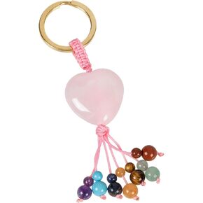 TUMBEELLUWA 7 Chakra Healing Crystal Keychain Stone Beads Tassel Key Ring Charm Amulet Car Keyrings for Men Women