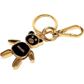 Prada Women's Black/Gold Teddy Bear Handbag Charm Keychain