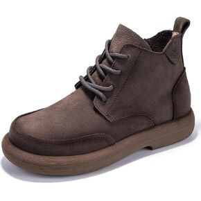 Mens Lace Up Cowboy Boots, Casual Fashion Wide Ankle Western Chukka Shoes Slip On Chelsea Wedge Boots, Comfortable Round Toe Retro Stylich
