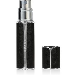 AF00BK Leather Perfume atomiser, 10ml Bottom Fill Travel Perfume Bottle, Refillable Perfume Dispenser for Women & Men (Black)
