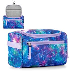 Choco Mocha Kids Toiletry Bag for Girls, Travel Waterproof Hanging Toiletry Bag for Girls, Cheetah, Pink