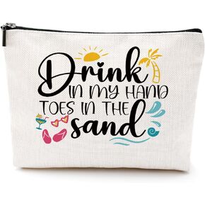 Funny Beach Gifts for Women Cosmetic Bag Vacation Ocean Beach Themed Gifts for Beach Lover Summer Lovers Makeup Bag Girls Trip Gifts Beach Stuff Necessities for Bestie Birthday Christmas Graduation