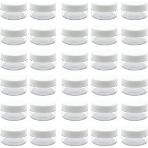 30 Pcs Sample Containers, 10 Gram Mini Sample Jars for Cosmetic, Eye shadow, White Lid