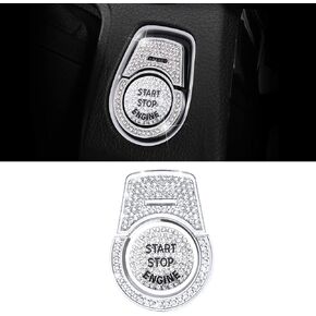 CARFIB Car Interior Bling Accessories for BMW 3 5 X3 X5 X6 Series Ignition Button Ring Push Engine Auto Start Stop Off Decals Stickers Cover Parts Decoration Men Women Zinc Alloy Crystal Silver 3 Pack