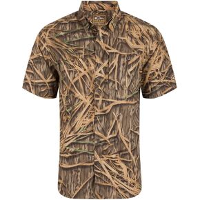 Drake Waterfowl Men's 8-Shot Flyweight Short-Sleeved Shirt | Breathable Moisture-Wicking Quick-Drying Camo Hunting Shirt, Mossy Oak Original Shadow Grass, Size: L