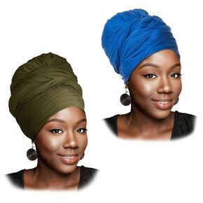 HOMELEX Head Wrap Scarf Stretch Jersey Knit Hair Wrap Long Turbans for Black Women Wide Headwear