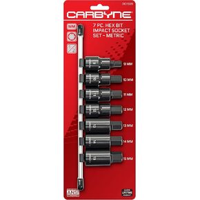 CARBYNE 7 Pc. Hex (Allen) Bit Impact Socket Set – Metric, S2 Steel Bits | 1/2" Drive, 9mm to 15mm Hex • From a Family-Run Tool Company Based in the U.S.A.