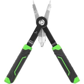 HURRICANE 8" Quick Change Snap Ring Pliers With Interchangeable Tips, With Straight And 90 Degree Curved Tips