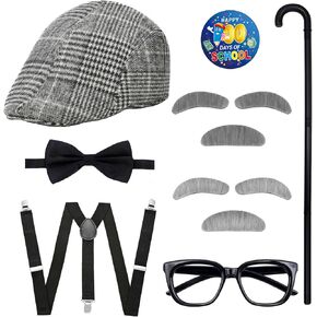 Kids 100 Days of School Costume Accessories for Boys Halloween Old Man GrandPa Cosplay
