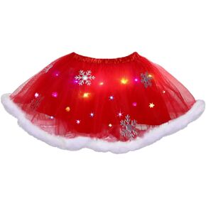 EARENT Girl's Light Up Christmas Tutu Skirt Snowflake Tutus Red Led Xmas Ballet Tulle Skirts Holiday Costume Skirt