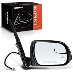 A-Premium Passenger Side Power Door Mirror - Compatible with Toyota Sienna 2015-2020 - Heated Manual Folding Black Smooth Outside Rear View Mirror w/Blind Spot Glass
