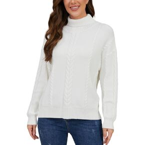Turtleneck Sweater Women Chunky: Cable Knit Sweater - Long Sleeve Pullover Sweaters for Fall and Winter