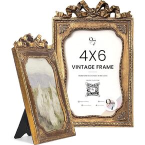 97 Decor Gold Vintage Frame 4x6 - Antique Picture Frames 4x6, Unique Photo Frame 4x6, Small 4 By 6 Ornate Frame For Tabletop And Wall Hanging