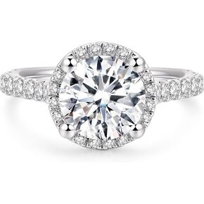 2 Carat Moissanite Engagement Ring 2ct Round Cut Moissanite Rings Round Cut Halo Engagement Ring for Women
