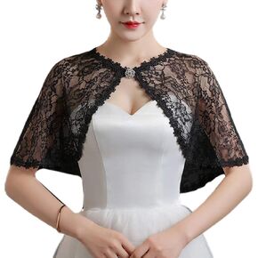Wedding Shawl Wedding Bridal Floral Lace Wrap Shawl Prom Party for Rhinestone Buckle Sh, White