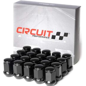 Circuit Performance 12x1.25 Black Closed End Bulge Acorn Lug Nuts Cone Seat Forged Steel (24 pieces)