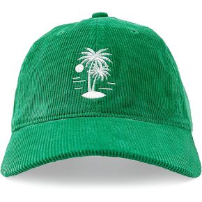 Unisex Green Corduroy Baseball Cap, 100% Cotton Adjustable Women Men Buckel hat，one Size fits Most