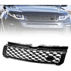 شواية أمامية من MotorFansClub مناسبة لسيارة Land Rover Range Rover Evoque 2012 2013 2014 2015 2016 2017 2018 2019 المصد الأمامي شبكة علوية في المنتصف باللون الأسود اللامع in Kuwait