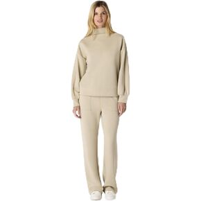 Cable & Gauge Women's Mockneck Pullover Sweatshirt & Pant Set- Soft Fabric Full-Length Flare Pants, Cozy Lounge & Casual Wear