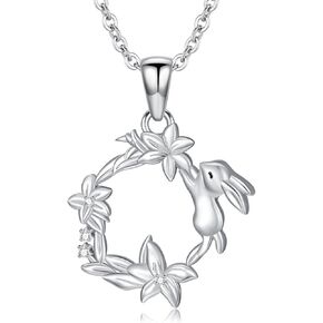 Diamond Bunny Necklace for Women 925 Sterling Silver Bunny Necklace for Mother Daughter Grandmother Mom Wife Sister 18+2Inch