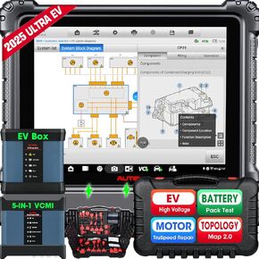 Autel MaxiSYS Ultra EV: 2025 Top EV Diagnostic Scan Tool, High-Voltage System Battery Pack Analyze, Up of MSUltra MS909EV, Motor TruSpeed, Topology 2.0, $1000 EVDiag KIT, ECU Programming, 40 Service