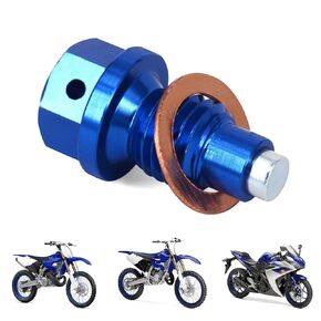 Motorcycle M10 x 1.25 Magnetic Oil Drain Plug Bolt with Red Copper Crushed Washer CNC for YZ125 YZ250F YZ450F DRZ400 DRZ400S DRZ400SM YZ125X YZ250FX YZ450FX WR250F DRZ400E Blue