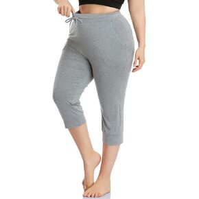 VOGUEMAX Women's Plus Size Capri Yoga Pants Casual Cropped Joggers Sweatpants with Pockets