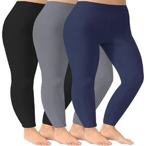Plus Size Leggings Yoga Crossover Pants Butt Lifting for Women, High Waisted Tummy Control for Workout(3 Pack)
