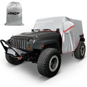 JDMON Waterproof Cab Cover Compatible with 1987-2023 Jeep Wrangler CJ YJ TJ JK JL JKU JLU,Windproof Strap and Driver Door and Tailgate Zipper Design Snow Rain Sun Weather Protection Car Cover (2 Door)