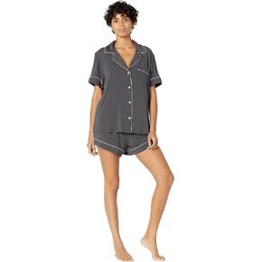 Eberjey Womens, Gisele Relaxed Short Pj Set, Graphite/Sorbet Pink, X-Large