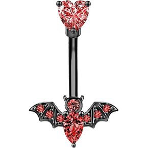 SHINYY Belly Button Bat Ring for Women Surgical Steel Cubic Zirconia Navel Body Piercing