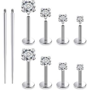 16G Lip Rings Labret Jewelry Monroe Lip Ring Medusa Snake Bite Piercing Jewelry Surgical Steel Conch Tragus Forward Helix Cartilage Earring Studs Piercing Jewelry for Women Silver Black Gold