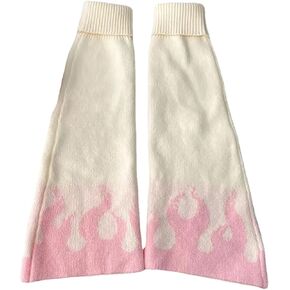 Y2k Pink Cute Print Dress Knitted Warm Leg Socks Punk Girls' Japanese Kawaii Street Clothing Leg Covers