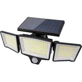 JJC 3CCT Solar Outdoor Lights 2750LM 230 LED Security Lights 3 Heads Motion Sensor Lights 5000K 4000K 3000K Adjustable IP65 Waterproof 270° Wide Angle 3 Modes Flood Wall Lights (1 Pack)