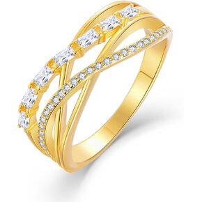 STARCHENIE Twisted Knot Ring 925 Sterling Silver Cubic Zirconia Infinity Crisscross Crossover Statement Rings Jewelry for Women Size 5-10