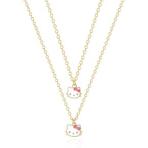 Hello Kitty Sanrio Womens Mother Daughter Necklace Set for 2 Official License, Flash-Plated Necklaces 16"+2"