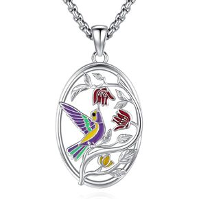 Eusense Hummingbird Necklace for Women Men 925 Sterling Silver Hummingbird Pendant Hummingbird Jewelry Humming Bird Necklaces Gifts for Mom Grandma Her Him