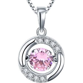 YL Halo Necklace 925 Sterling Silver Solitaire Pendant Round Birthstone Jewelry for Women in Kuwait